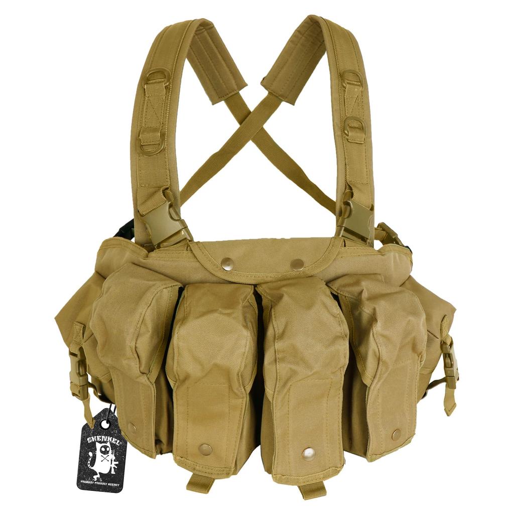 SHENKEL Lightweight Tactical AK Chest Rig Armor Vest v.3 Tactical Chest Rig, One Size Fits Most, Adjustable, Tan (vest-003tan)