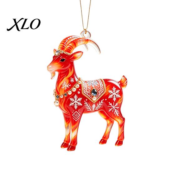 Indoor Party Decorations 2D Acrylic Goat Christmas Tree Pendant, Keychain Bag Charm, Cute Sheep Rearview Seasonal Event Ornament Mirror Hanging