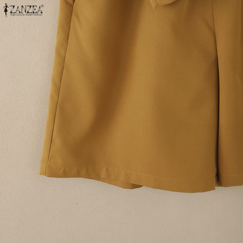 ZANZEA Women Long Sleeve Blouse and Shorts Casual Two Piece Suit Sets