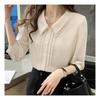 Navava Women Vintage Clean 5 Point Sleeve Double Layer Collar Blouse Nb2136
