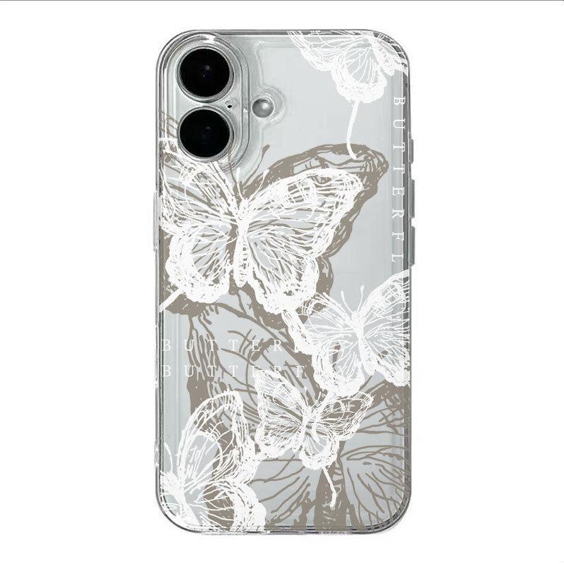 Ink butterfly is suitable for Apple 16promax mobile phone case iphone17 transparent 15pro14 niche 13
