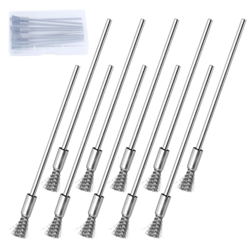 SPEEDWOX 10-Piece Stainless Steel Wire Brush Set with Extension, Pen-Shaped, and Bits for Rust and Paint Removal, Includes Storage Box, Brush-Shaped,