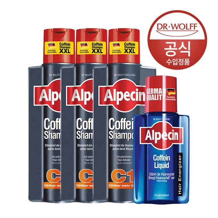Alpecin Caffeine Shampoo C1 375ml X3 + Alpecin Caffeine Liquid 200ml