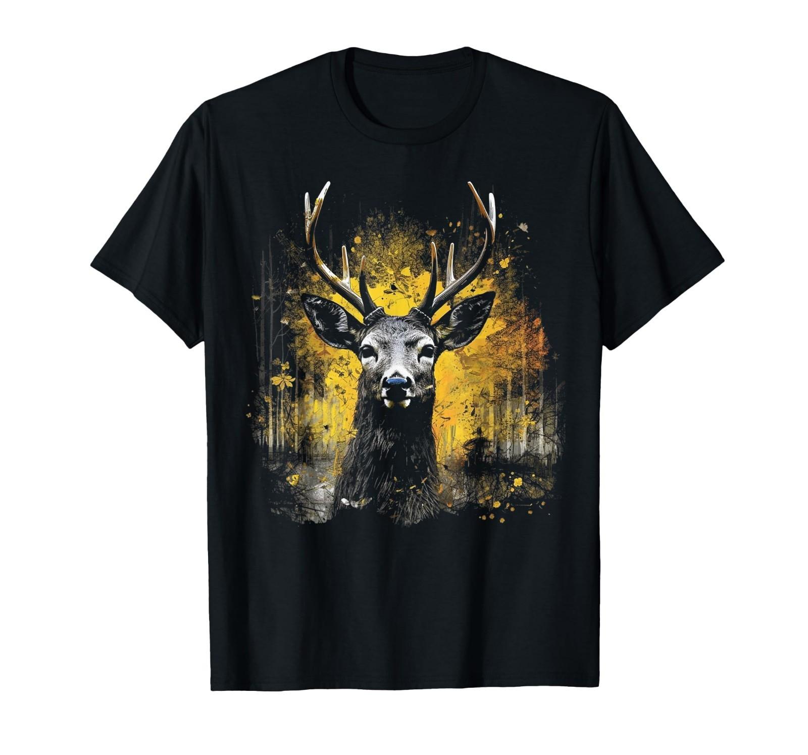 Deer Artwork - Deer Forest Art Animal Animal Motif Deer T-Shirt Mens Womens Tees Top 4XL