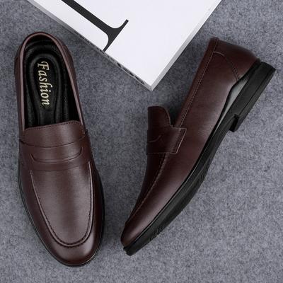 Mode Britischer Stil Herren Echtleder Schuhe Abriebfeste Sohlen für Pendeln Arbeit Slipper Frühling Herbst Neue Herren Low Top Schuhe