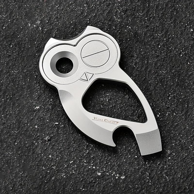 Owl Shaped Titanium Bottle Opener ,EDC Multi Tool with Keychain, Durable Zinc Alloy, Ideal for Camping, Hiking, and Everyday Use