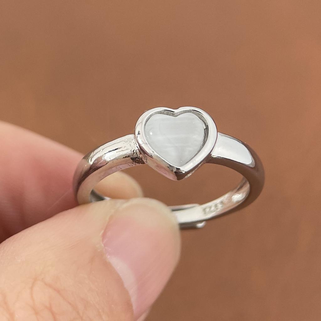 925 Sterling Silver Rings for Women Couple Minimalist Handmade Simple Pearl Heart Ring Party Jewelry Gift Prevent Allergy