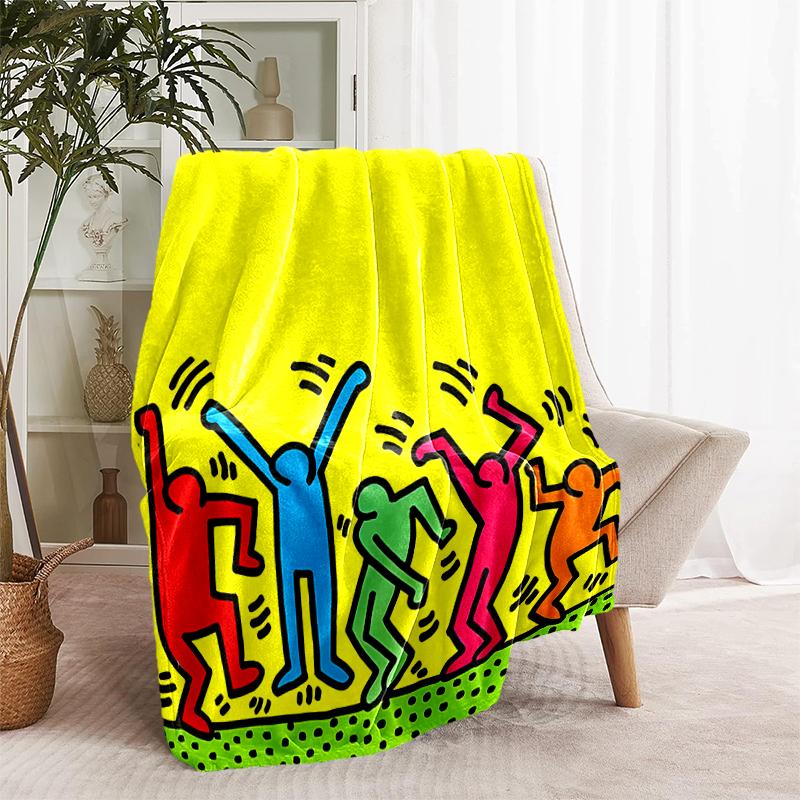 1pc Blanket Keith Haring Ascending2 Print Design, Lightweight Blanket for Sofa, Bed- Soft &Warm, Gift for All Seasons like Christmas, Halloween