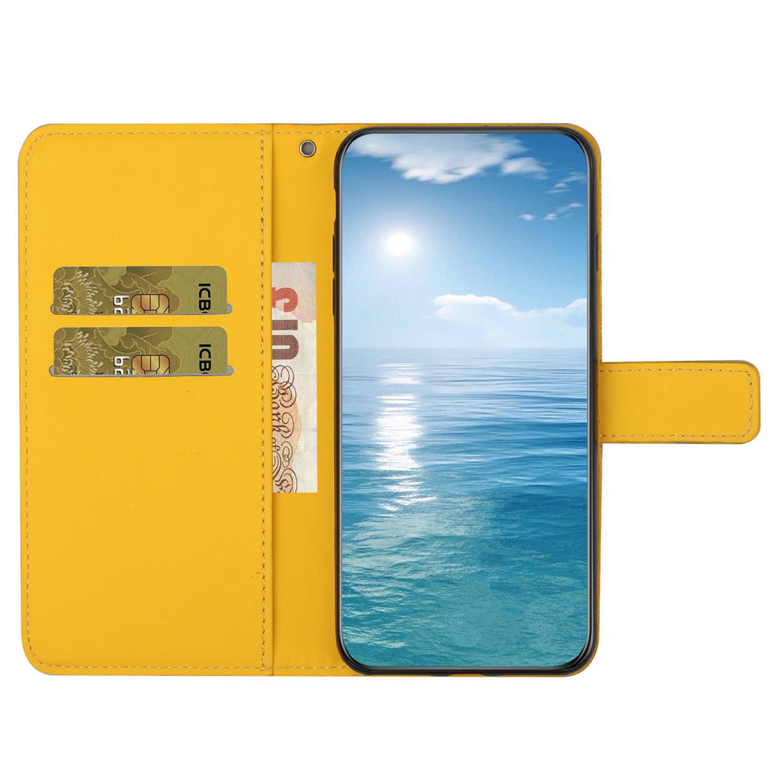 

For Xiaomi Redmi 12C 4G Imprinted Flower Phone Cover Wallet Leather Protective Phone Case Stand Purple