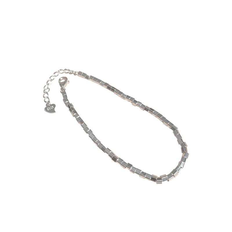 Small Square Bracelet Cold Wind Simple A Few Taels Broken Silver Bracelet Geometric Square Tube Jewelry