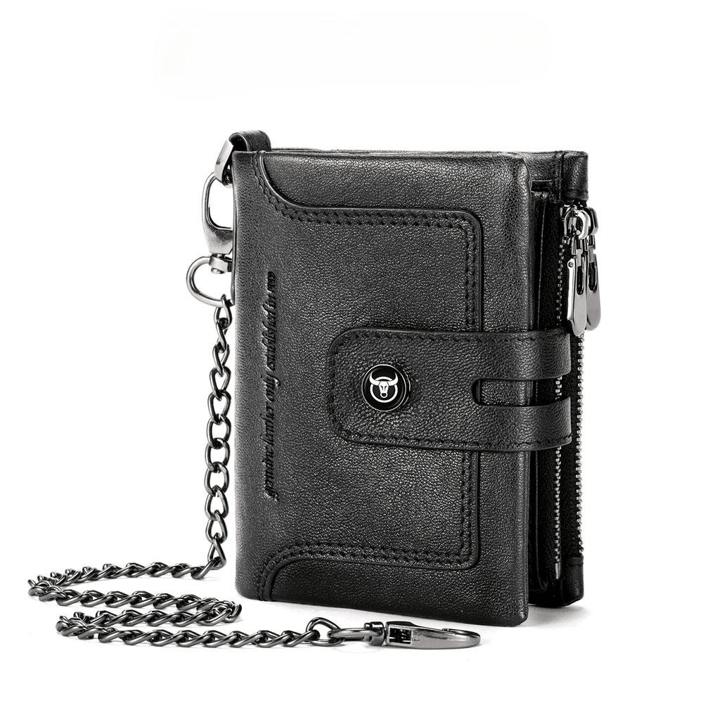 Portefeuille Vertical pour Homme à Fermeture Éclair, Bouton, Multi-Cartes black, multicolore