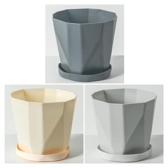 Plant Pot with Drainage Holes Decorative Planter with Matching Saucer Modern Flower Pot for Indoor Outdoor Use Pothos Aloe