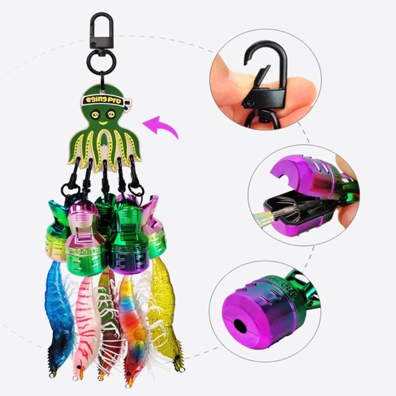 6 Stück Tintenfischköder-Schutzset mit Karabinerhaken-Abdeckung Schirm-Angelköder-Schutzkappe Kofferboxen