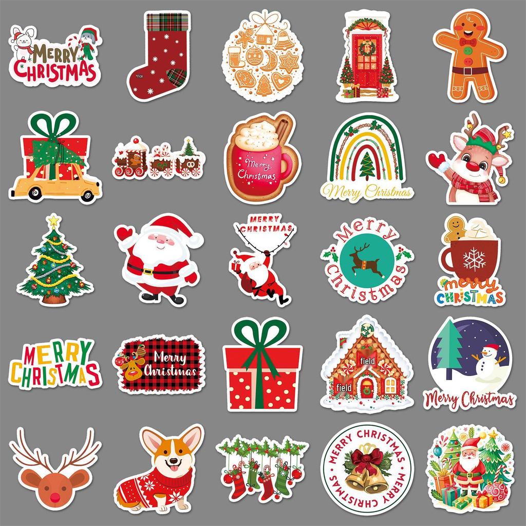 50 Christmas Cartoon Graffiti Stickers: Creative, Waterproof, Festive Greeting Card Decor and Stationery.