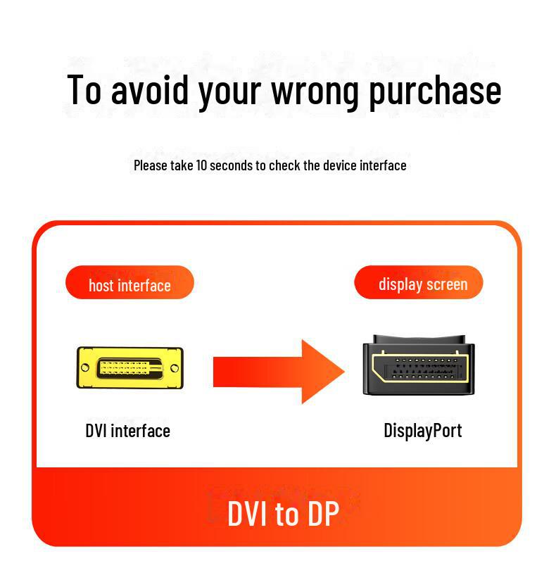 Biaz DVI To DisplayPort Male-to-Male HD Adapter for Computer To Projector Connection