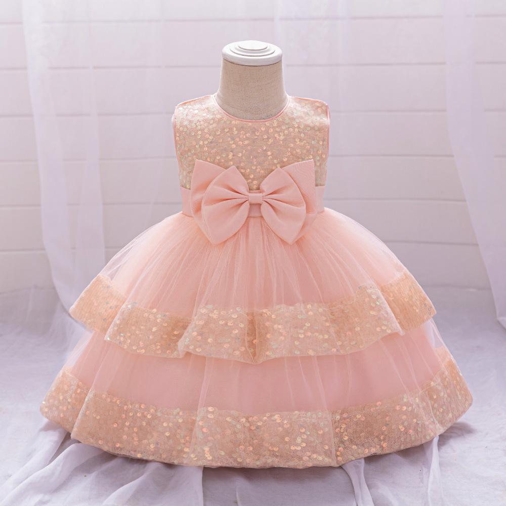 Girls Dress Wedding Newborn Baby Dress Christening Baptism Dresses with Cute Bow Toddlers Girl Birthday Party Ball Gown L2220