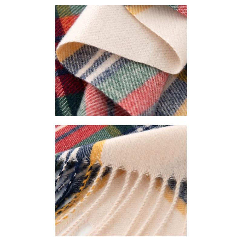 Cashmere Feel Autumn Winter New Year Plaid Scarf Korean Style Women's Faux Cashmere Ankle Red Neck Wrap Shawl Bib