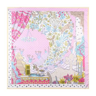Manual Hand Rolled Twill Silk Scarf Women Concert Print Square Scarves Wraps Echarpes Curled Foulards Femme Bandana Hijabs 90CM