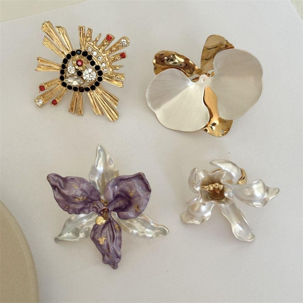 Butterfly Orchid Enamel Finger Ring Sweet French Irregular Ring Drip Oil Flower Ring Jewelry