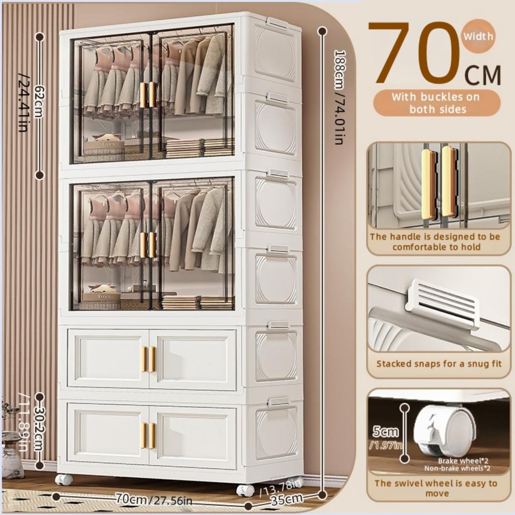 Foldable plastic storage box simple wardrobe for home bedroom closet toy storage cabinet no installation required