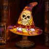 Resin Lamp for Bedroom Stained Glass Halloween Pumpkin Table Lamp, USB Powered Night Light with Dark Academia Desk Decor Warm Glow, Gothic Desktop