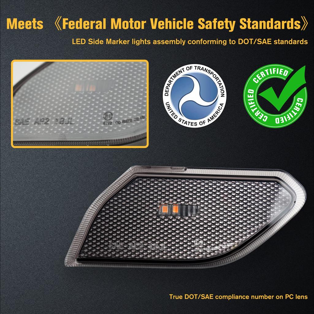 LitMiRaCle LED Seitenmarkierungsleuchte mit Rauchglas für Jeep Wrangler JL & Gladiator JT