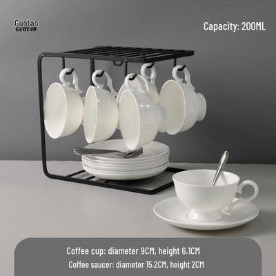 HANDUNYOU Europäisches Weißes Kaffeetassen- & Untertassenset mit Ständer