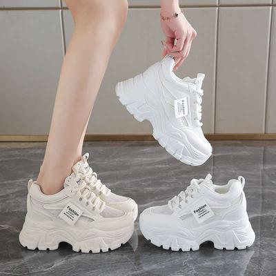Zapatos de mujer nuevos de verano de malla transpirables suela gruesa aumento de altura interior zapatos de papá zapatillas deportivas pequeñas versátiles