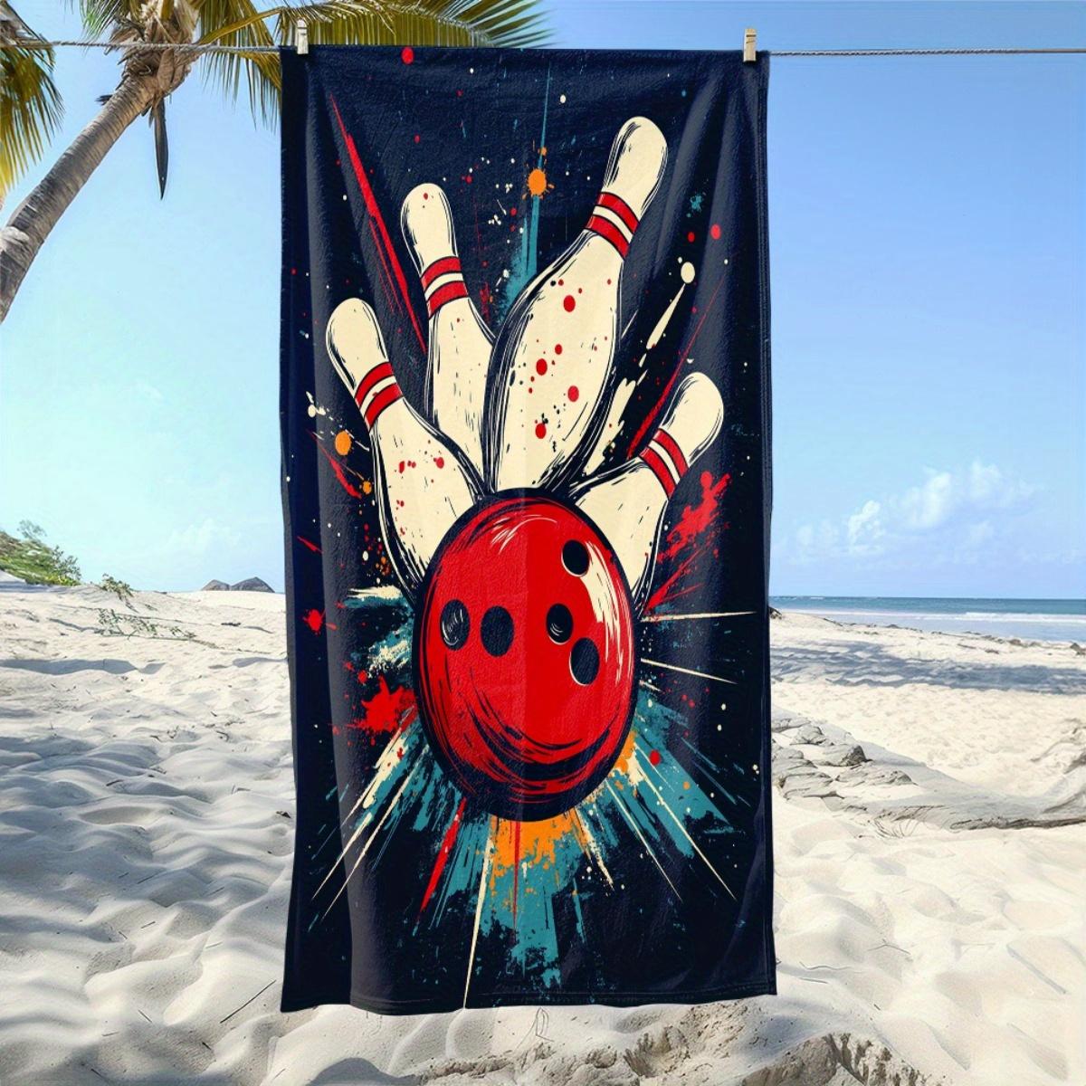

Bowling Ball Pins Beach Towel, Soft Microfiber Quick Dry Oversized Bath Towel, Bowling Lover Summer Pool Blanket W40*H60(CM)