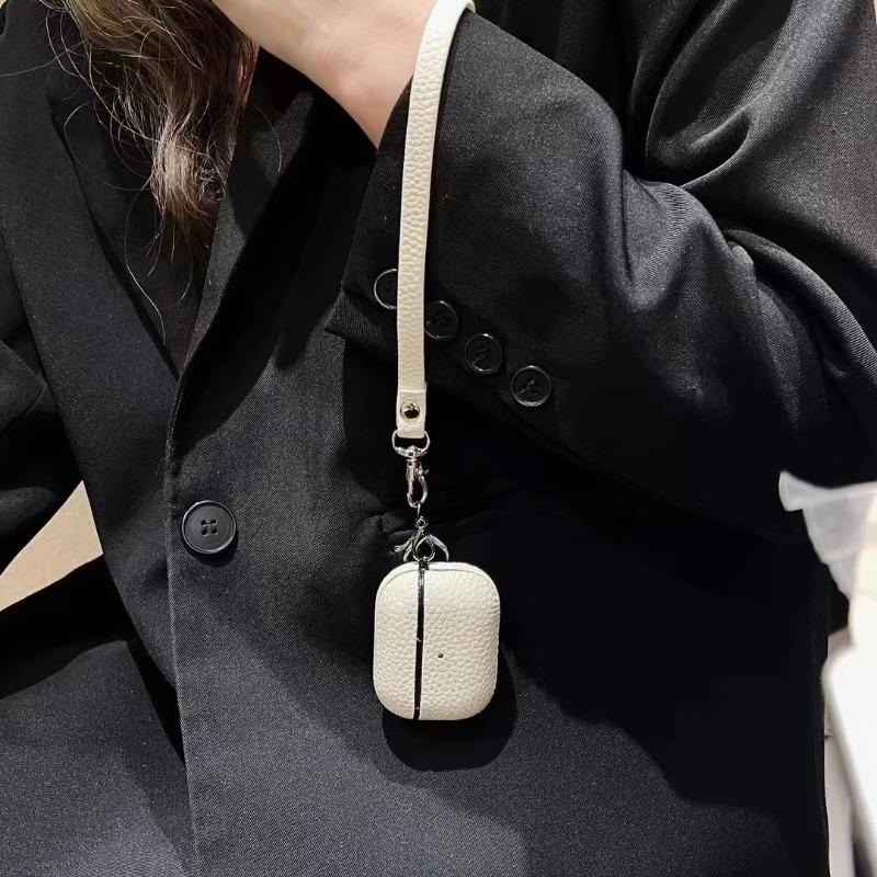 Solid Color Lychee Patterned Drop Proof Hand Drawer Headphone Cover For 1/2 Pro Pro2 3 4 Leather Headphone Cover Protective Case