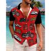 Men's Classic Retro Ocean Animal Print Short Sleeve Shirt Dinosaur Print Top