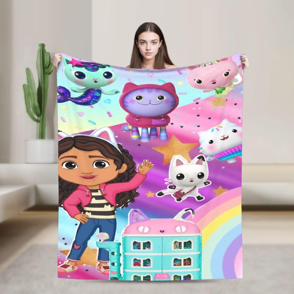Gabby flannel blanket cute cartoon design soft blanket for the bedroom camping cosy bedspread sofa bed cover