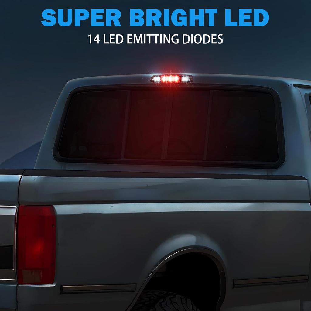 3Rd Third Brake Light For 1992 1993 1994 1995 1996 1997 Ford F150 F250 F350 Bronco High Mount Stop Light Assembly LED Smoked Cargo Lamp Accessories