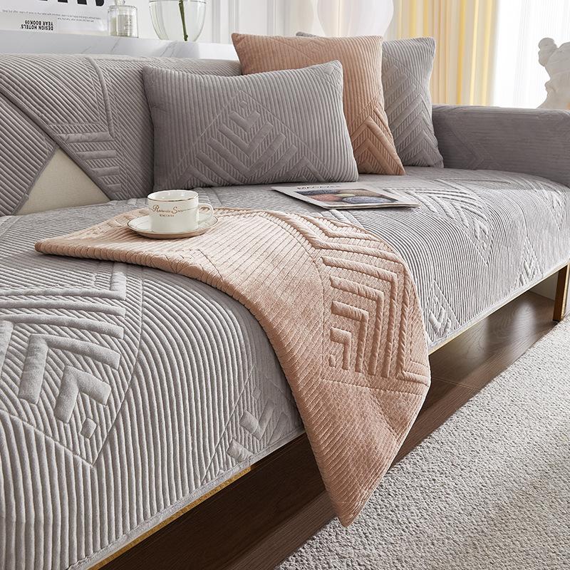 Sofa Cushion Four Seasons Universal Non-Slip Sofa Cover Short Plush Leather Cushion Cover Cloth Cover Modern Simple Thickened