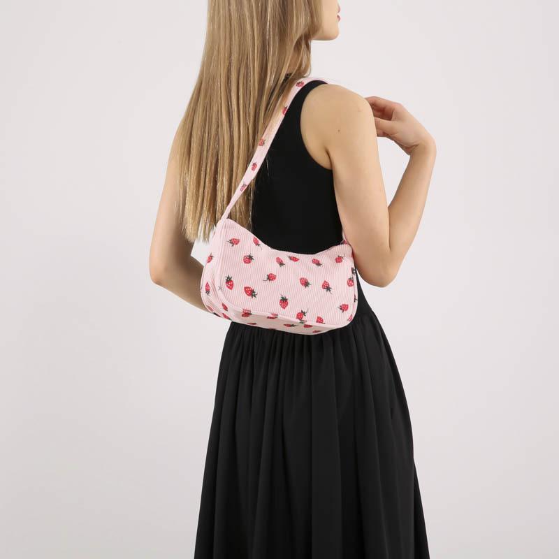 2024 Autumn Strawberry Print College Style Minimalist Tote Bag
