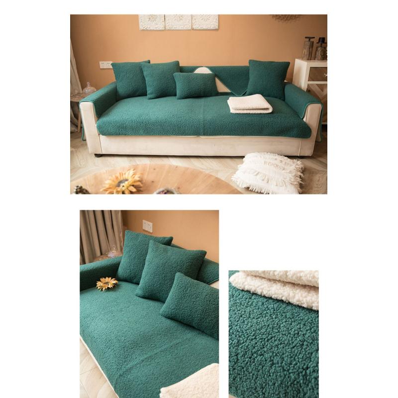 Winter Lamb's Wool Sofa Cushion Non-slip Scandinavian Simple Cushion Four Seasons General Thickening Fabric Plush Sofa Cover