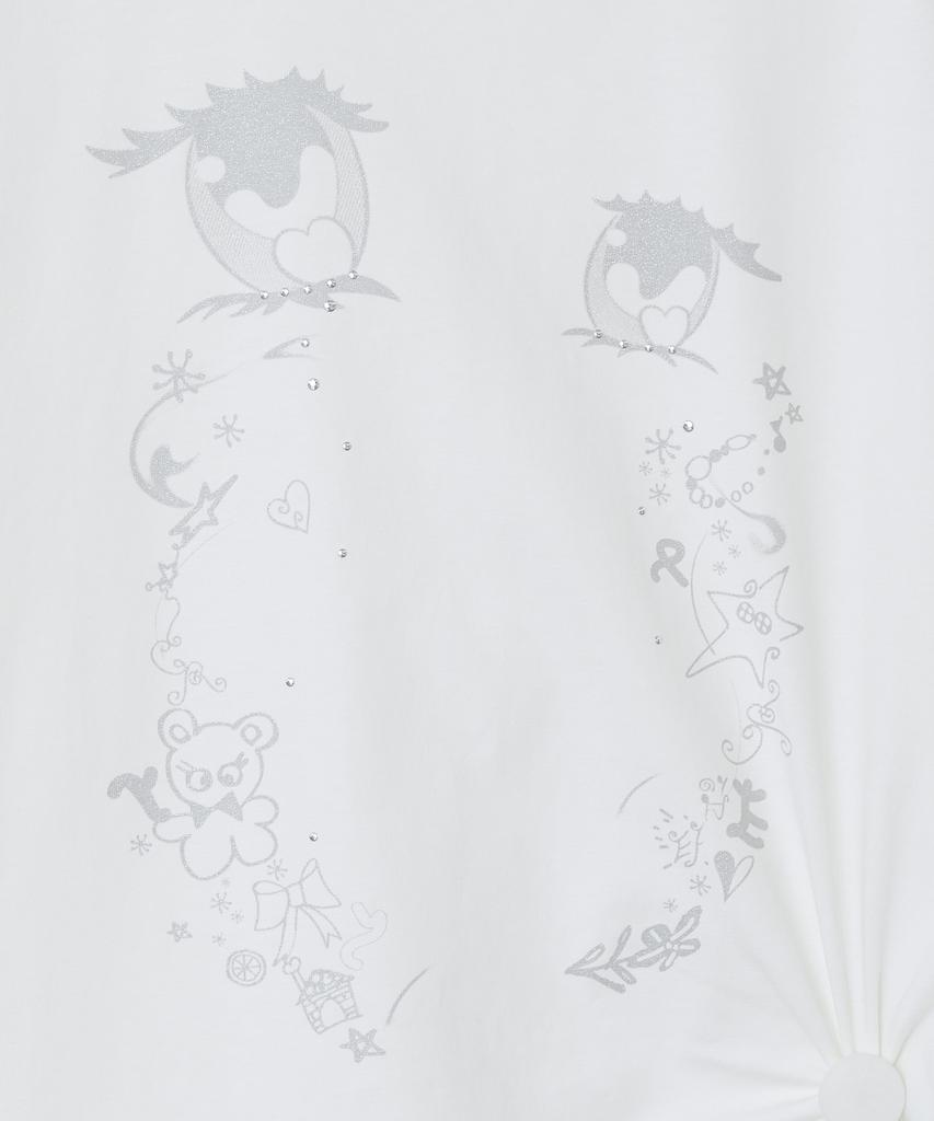 Taibseobiseu Cry Eyes Half Sleeve Top [White]