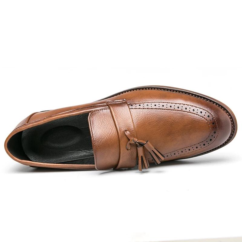 Mode 2025 Herbst Neu Herrenschuhe Design Markenschuhe Klassische Quaste Brogue Slipper Loafers Oxfords Handnaht Übergröße 38-47 flach