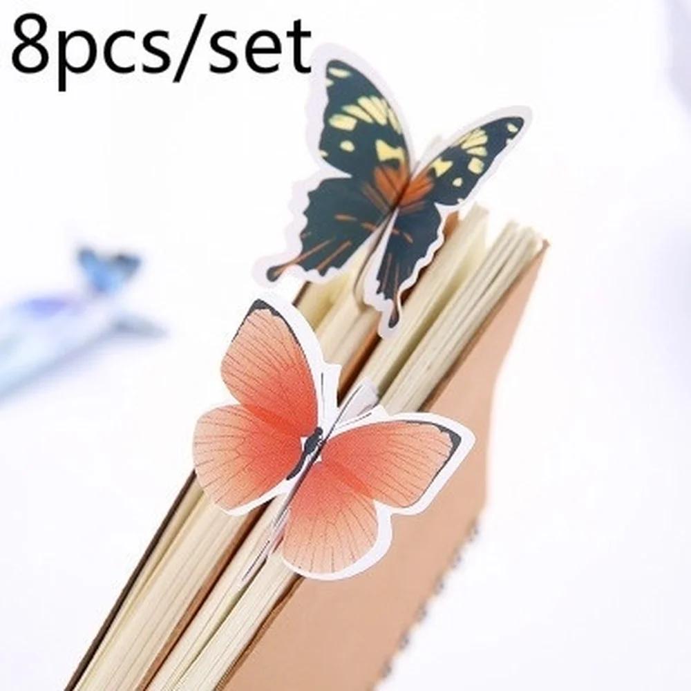 8pcs/set New Cute Butterfly Kraft Bookmarks for Books Markers Holder School Cute Gift