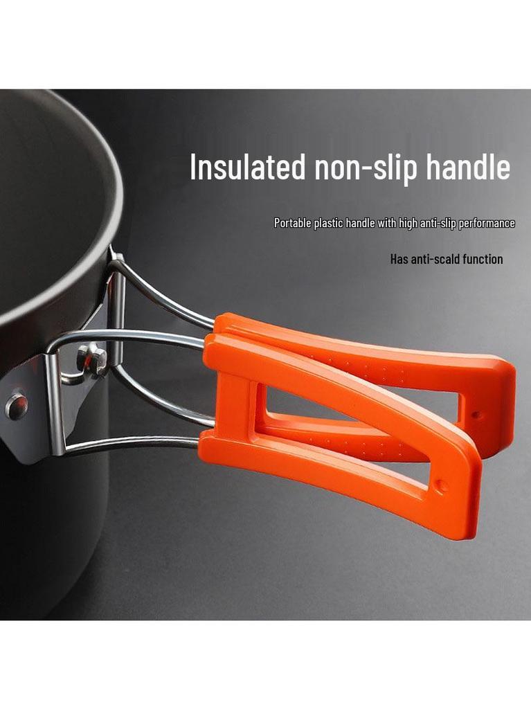 Portable Camping Cookware Set: Outdoor Pot, Cassette Stove, Hanging Pot, Picnic Tableware, and Cooking Utensils.
