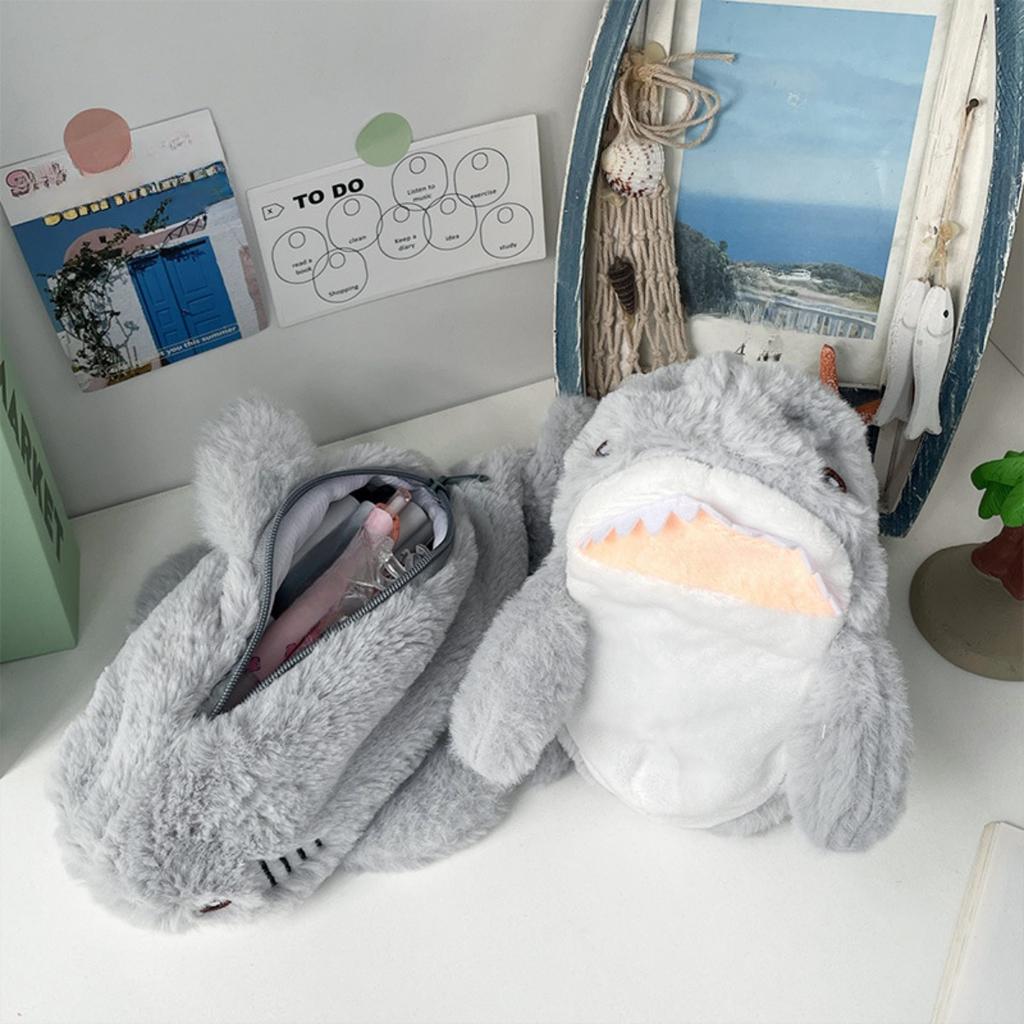 Ocean Shark Pen Bag, Cute, Portable, Large Capacity Storage Student Stationery Bag, Creative Cartoon Gift