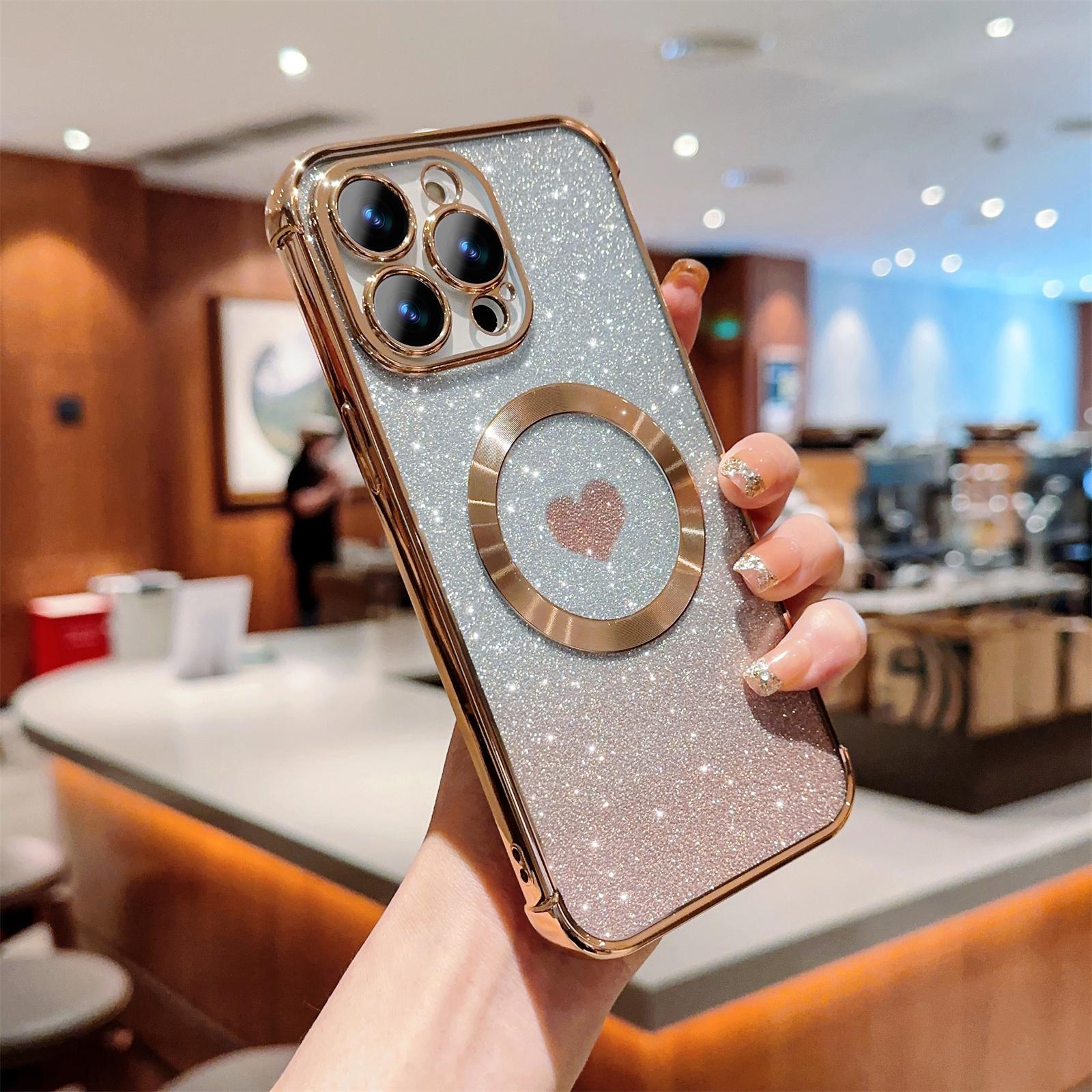 

For iPhone 13 Pro Case Gradient Sparkle TPU Phone Cover Compatible with MagSafe Gold