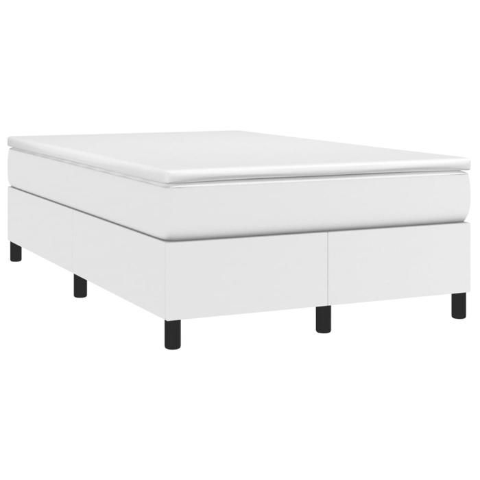 Cadre de lit avec matelas - Maison Exclusive - Similicuir blanc - 120 x 190 cm - Matelas ressorts ensachés ferme