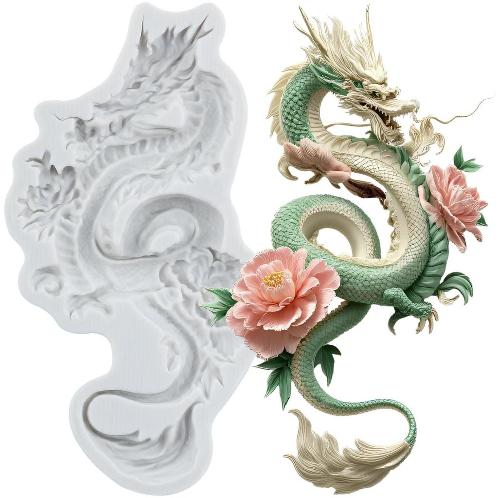 Dragon Silicone Molds Chinese Zodiac Dragon Fondant Mold Cake Decorating Tools Cupcake Topper Candy Chocolate Gumpaste Mold