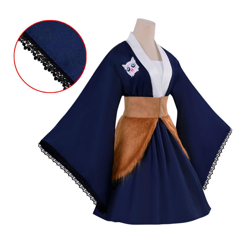 Cosplay Demon Slayer Shinobu Kocho Hashira dell'Insetto Vestito da Cameriera & Uniforme con Spada Prop di Kanae
