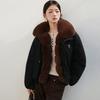 Fashion Short Winter Faux Fur Coat for Women Korean Style Classic Young Elegant Cotton Padded Jacket Versatile Warm Outerwear