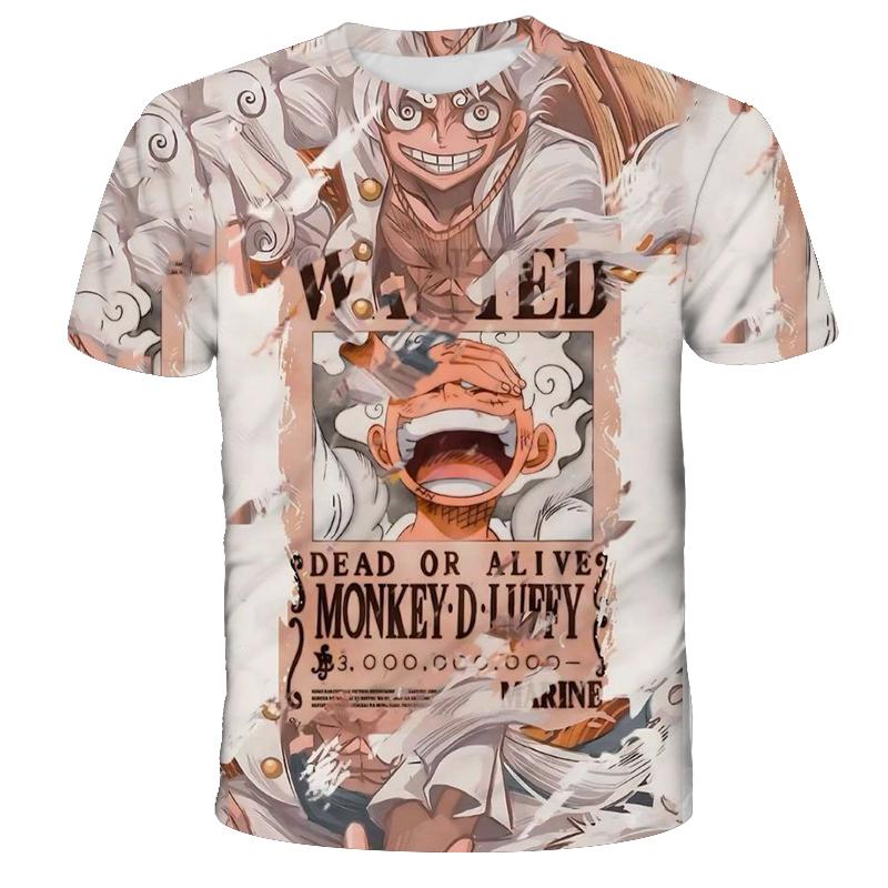 Anime One Piece Boy T-shirt Cosplay Luffy Men Cartoon Short-sleeved Cool Top Boy Loose Mens Clothing Casual T-shirt