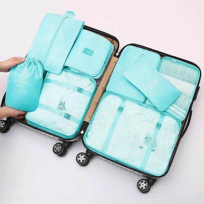 8-Piece Set Travel Storage Clothes Underwear Shoes Organizer Packing Cube Bag High Capacity Luggage Travel Storage  Reusable