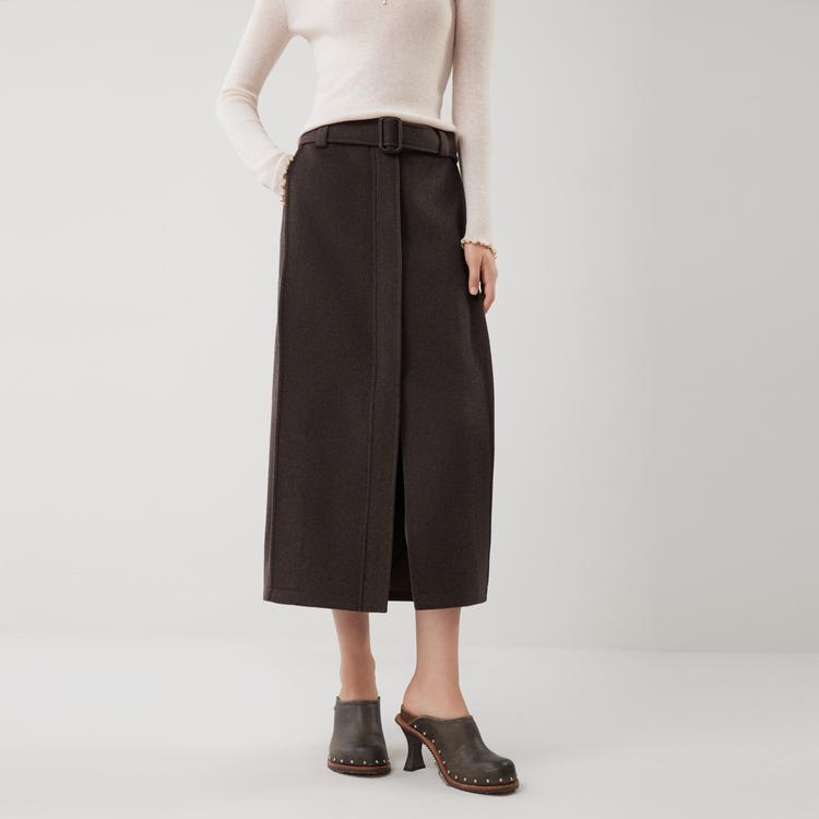 ELLE French Style Wool Versatile Straight Skirt Casual Long Skirt Women skirts L8WRL606