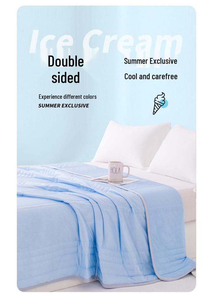 Ice Silk Summer Cooling Quilt: Machine Washable, Single/Double, Air Conditioning Comforter